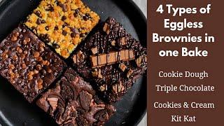 Eggless Brownies  4 types of eggless brownies in a single baking tray  Brownie Box 