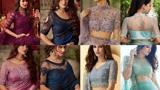 New Stylish Net Blouse Designs 2023  Net saree blouse  Net Sleeve net gala design #netsaree  