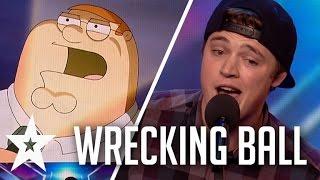 Peter Griffin Elmo & More Sing Wrecking Ball On Britains Got Talent