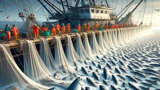 Fishermen Use Robots to Catch Hundreds of Tons Mackerel This Way - Processing Mackerel in A Factory