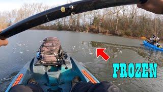 FIRST BASS of the Year on a FROZEN LAKE IMPOSSIBLE FISHING CHALLENGE