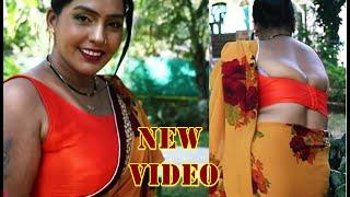 This is my beautiful yellow saree with orange sleeveless blouse look  saree faishion sneha beauty