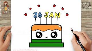 How to Draw 26 January Republic Day Cute Cake  How to Draw Cake Easy