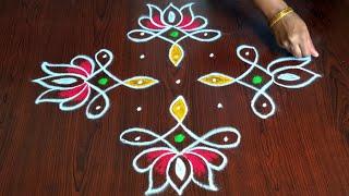 Easy rangoli  rangoli designs  lotus rangoli 