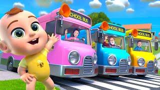 Weels On The Bus  3 Colored Buses +More Newborn Nursery Rhymes & Kids Songs