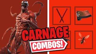 CARNAGE COMBOS  FORTNITE SKIN REVIEW