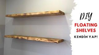 GİZLİ BAĞLANTILI AHŞAP RAF YAPIMI VE KURULUMU  YÜZEN RAF NASIL YAPILIR  HOW TO MAKE FLOATING SHELF