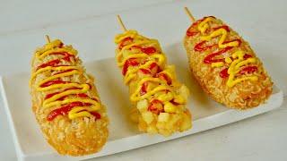 Famous Korean Corn Dog Recipe  Korean Street Food Vegan