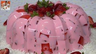 POSTRE FACIL CON SOLO 3 INGREDIENTES  Gelatina de Fresas  Recetas en Casayfamiliatv