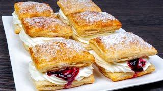 They will disappear in a minutePerfect dessert of puff pastry and pastry cream.Ready in 20 minutes