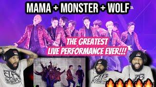 FIRST TIME HEARING EXO 엑소 - MAMA + MONSTER + WOLF  REACTION BEST LIVE PERFORMANCE EVER WOW