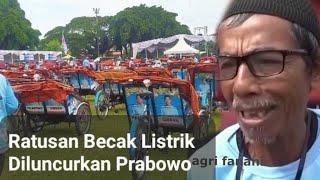 TKN Prabowo-Gibran Bagi-bagi 300 Becak Listrik Gratis ke Abang-abang Becak di Madiun