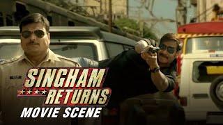 Ajay Devgn Saves Anupam Kher  Singham Returns  Movie Scene