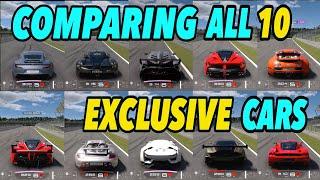 GT7 - Comparing All 10 Exclusive Invitation Hypercars LaFerrari  Bugatti  Pagani..