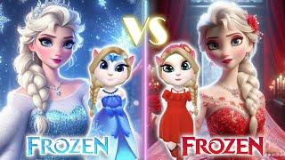 My talking angela 2  Frozen  Blue Vs RED Elsa ️  cosplay