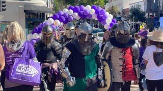 “Armored for Alzheimer’s” Wearing Full Armor Downtown at Walk to End Alzheimers San Luis Obispo CA
