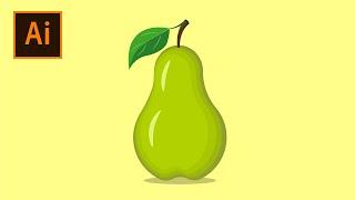 How To Create Flat Fruit Vector  Pear Fruit Illustration  Adobe illustrator cc