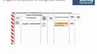 Shippers Declaration for Dangerous Goods for shipping Oxygen Cylinders