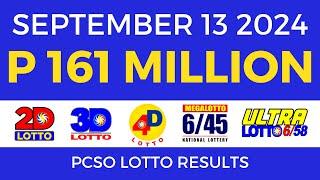 Lotto Result Today 9pm September 13 2024  PCSO Complete