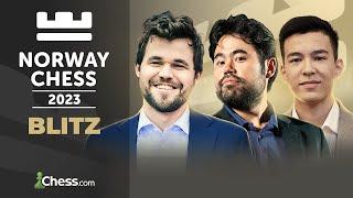 Watch Magnus Anish Hikaru Fabiano Gukesh & more Fight for Top Seed via Blitz  Norway Chess 2023