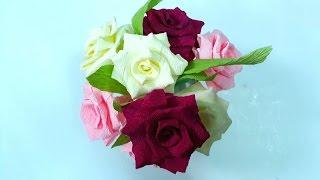 DIY - Craft tutorial How to make simple Roses by crepe paper - Làm hoa hồng giấy đơn giản nhất