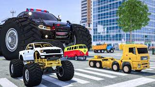 Fire Truck Frank Helps Taxi  Monster Truck was Eaten by an Alien  Wheel City Heroes - 105 minutes