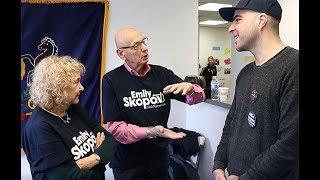 Zachary Quinto canvasses with Democratic state Rep. candidate Emily Skopov