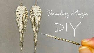 Seed Bead Fringe Earrings Tutorial How to Make Earrings with Beads  Brick Stitch Earrings