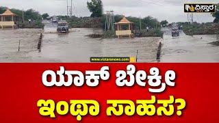 Rain In Vijayapura  ರಸ್ತೆ ಮೇಲೆ ಹರಿಯುವ ನೀರಿನಲ್ಲಿ ಚಾಲಕರ ಸಾಹಸ  Vistara News