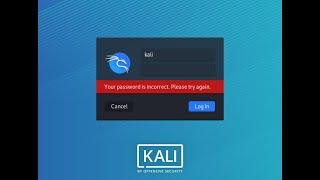 Kali Linux - reset root password  bypass kali login screen password