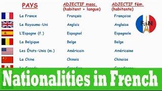 Countries and nationalities in French French vocabulary