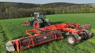 Grünroggen - Grasernte 2023 - mähen & schwaden Traktor Fendt Case mit Kuhn - Landwirtschaft farmer