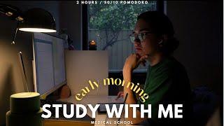 Study with me for 2 hours on a cozy winter morning ️  no music 5010 pomodoro