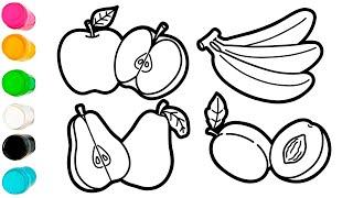 Ayo menggambar buah Cara mudah menggambar apel pir pisang dan plum