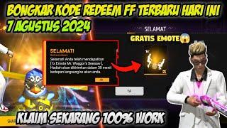 BONGKAR KODE REDEEM FF TERBARU HARI INI 7 AGUSTUS 2024‼️KLAIM SEKARANG 100% WORK