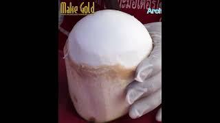 best way peel a coconut skin easily use buffalo horn knife #archimedeschannel #makegold