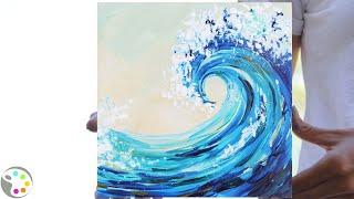 How to Paint in Acrylics  Easy Ocean Wave Painting Tutorial  15-minute painting