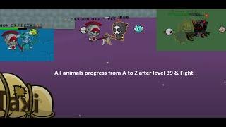 All animals progress from A to Z after lvl 39 Evoworld