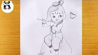 Cute bal krishna pencil drawing@taposhiarts