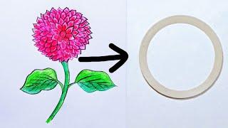 How to Draw a Dahlia flower Step by Step for Beginners  ডালিয়া ফুল আঁকার সহজ নিয়ম  ডালিয়া ফুল আঁকা