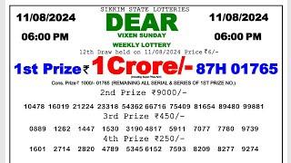  LIVE  Lottery Sambad 6pm 11.08.24