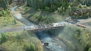 SnowRunner PTS Black Badger Lake Ep3 Returned a Scout 800 to its Home and Built a Bridge WoW