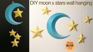 DIY 3D MOON AND STAR WALL HANGING  DIY WALL DECOR I EASY DIY PAPER CRAFTS