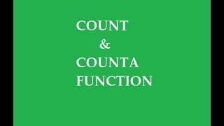 COUNT & COUNTA FUNCTION IN EXCEL