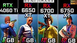 RTX 4060 Ti vs RX 6650 XT vs RX 6700 XT vs RX 6750 XT  Test in 10 Games  1080p  Benchmark