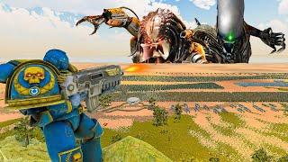 ALIEN & PREDATOR Landing vs SPACE MARINE BEACH  Ultimate Epic Battle Simulator 2 UEBS 2