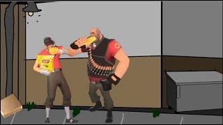 TF2 Heavy and Scout get a bag of chips