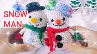 Crochet Snow Man️️️        #crochet #diy #handmade #christmas #snowman #amigurumi #decoration