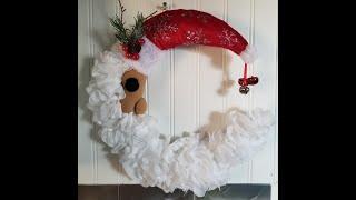 Dollar Tree DIY Crescent Moon Santa Wreath  Christmas Wreath Holiday Decor Easy Make to Sell  Craft