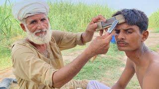 iron PiceUsing For Full Beard Shave And 100 years Old barberASMR ABi